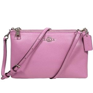 RARE - Coach Lilac Pebble Leather Lyla Double Zip Crossbody Handbag Purse